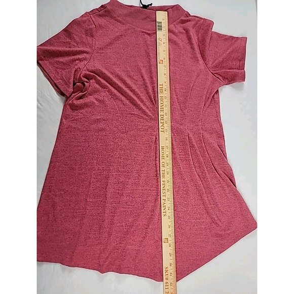 DG2 Diane Gilman Pullover Tunic Sweater M Pink Black Knit Front Left Side Pleats - Picture 4 of 8